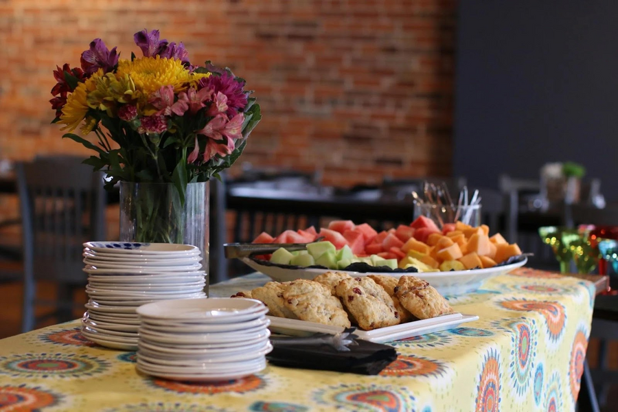 Client Breakfast Set Up Breakfast buffet, corporate breakfast, catering, breakfast catering ...