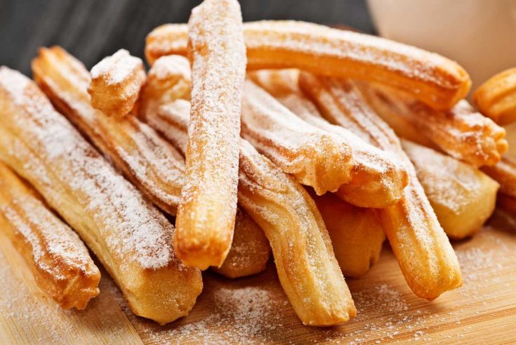 Churros with sugar ready to serve