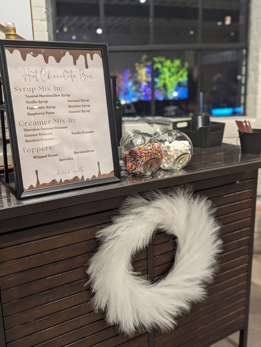 Hot chocolate bar ready to service flavored hot chocolate.  