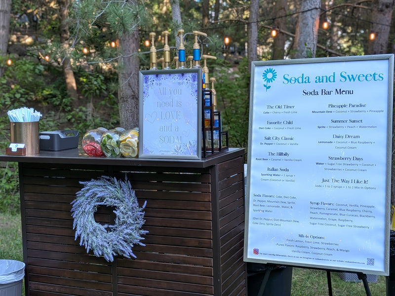 Soda bar in an outdoor, wooded setting.  Utah soda bar.  